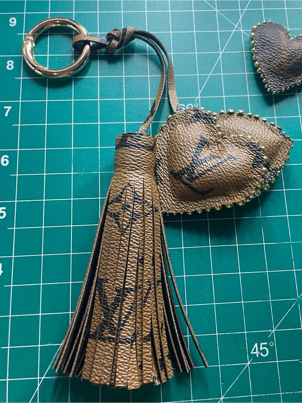 Light Brown Leather Tassel Heart Keychain/Purse decor